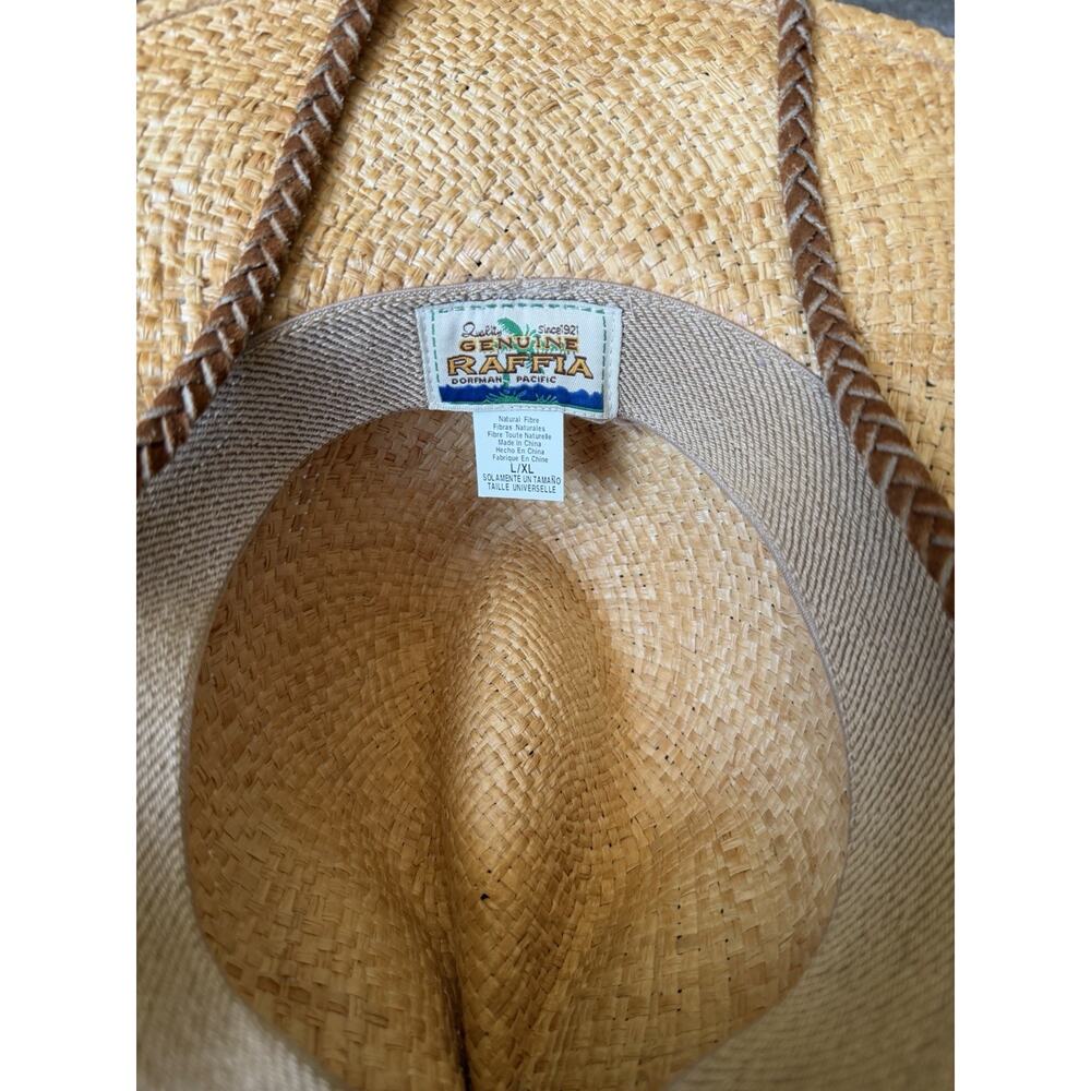 Dorfman Pacific Raffia Cowboy Hat Natural Straw Western Wide Brim L XL - Picture 12 of 16